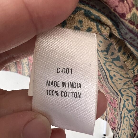 Anokhi Floral Cotton Blouse Indian Block Print Lightweight Boho Top M Medium - Picture 9 of 11